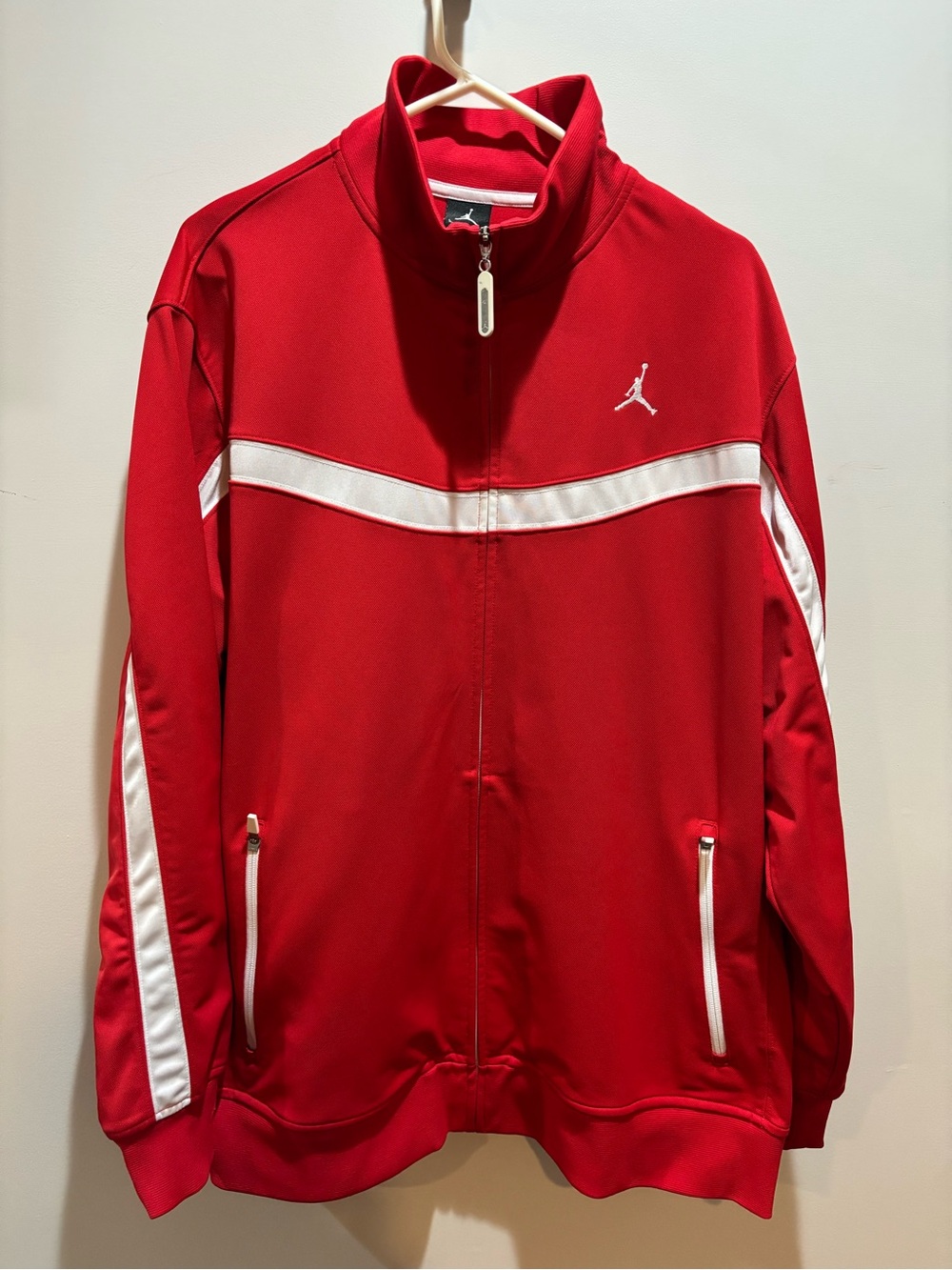 Nike Air Jordan Men's Red Track Jacket full zip with White Trim like new
